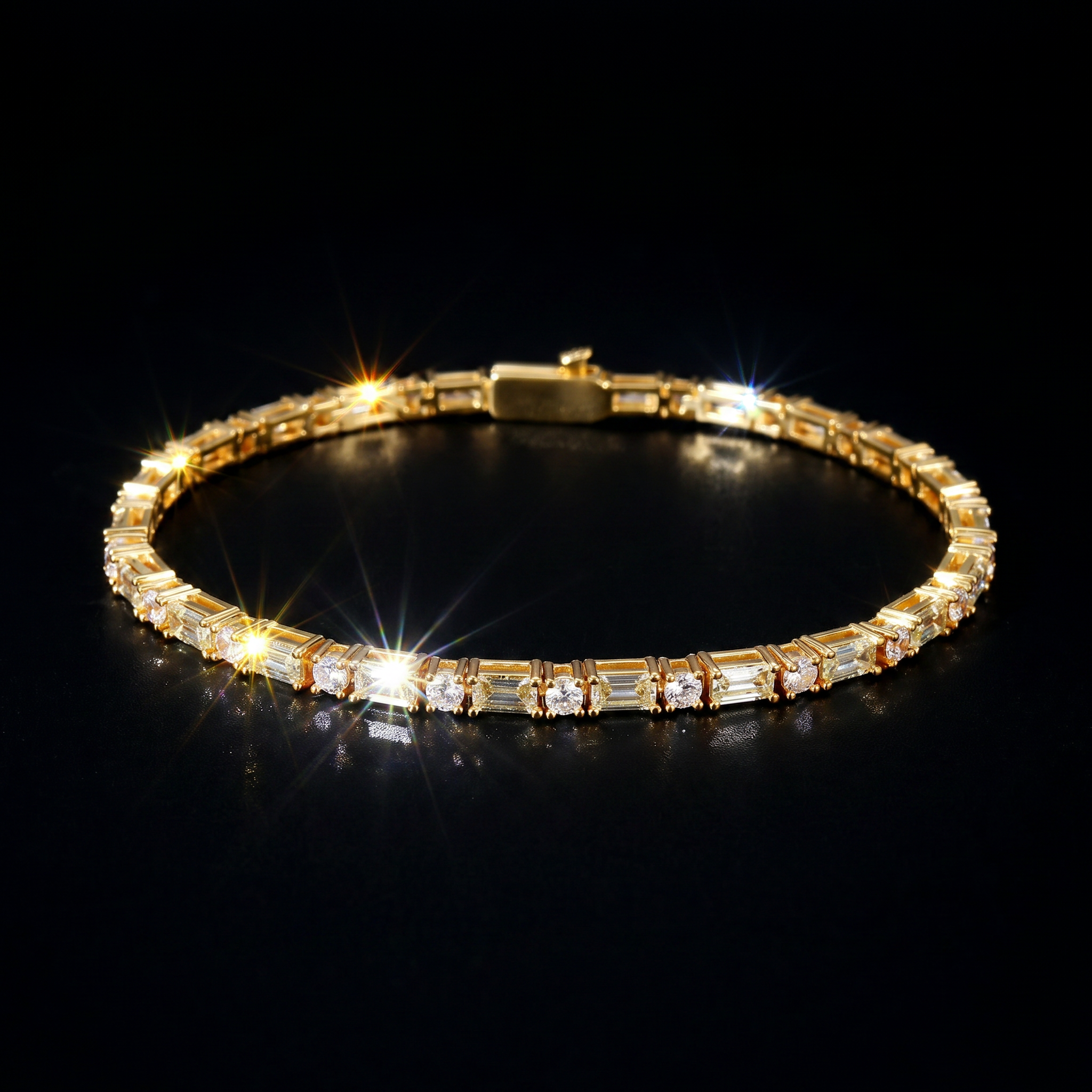 14K Gold Plated 2mm White- Olive Tennis Bracelet