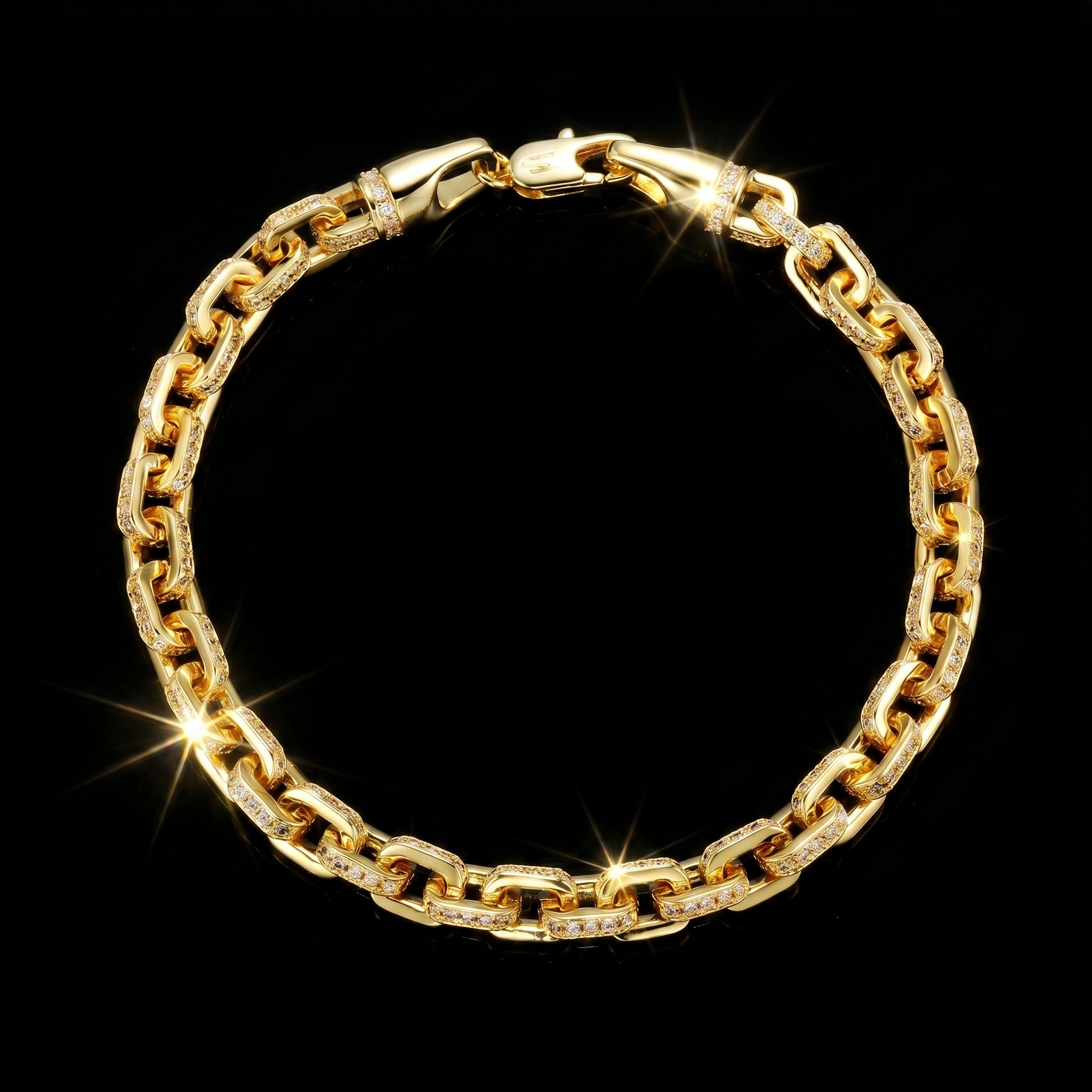 14K Gold Plated 5.5mm Iced Box Bracelet