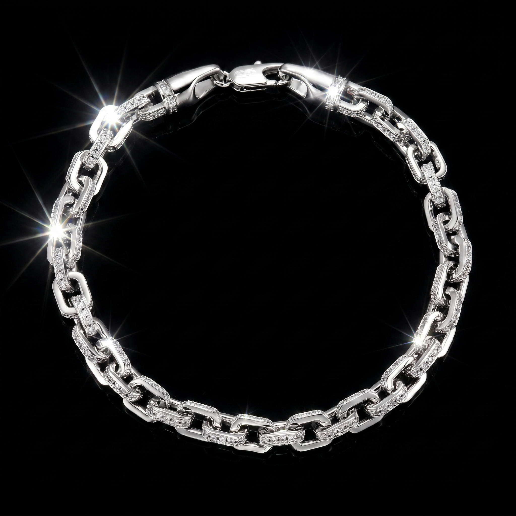 White Gold Plated 5.5mm Iced Box Bracelet