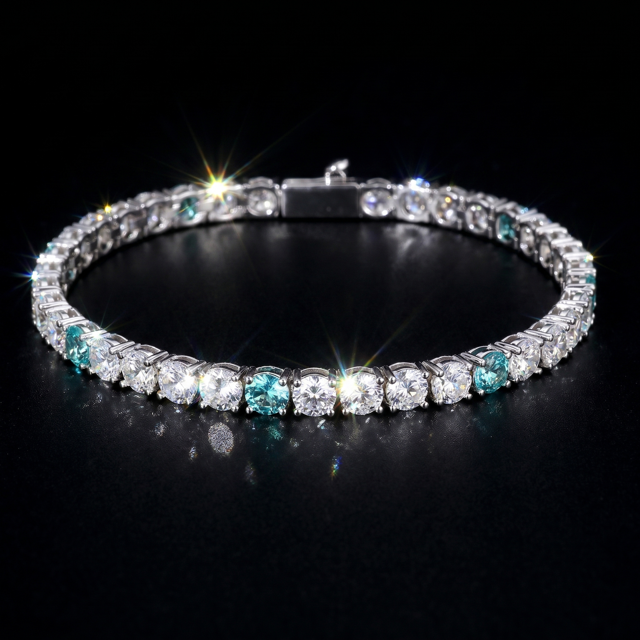 5mm White Gold Plated 5W1P Tennis Bracelet