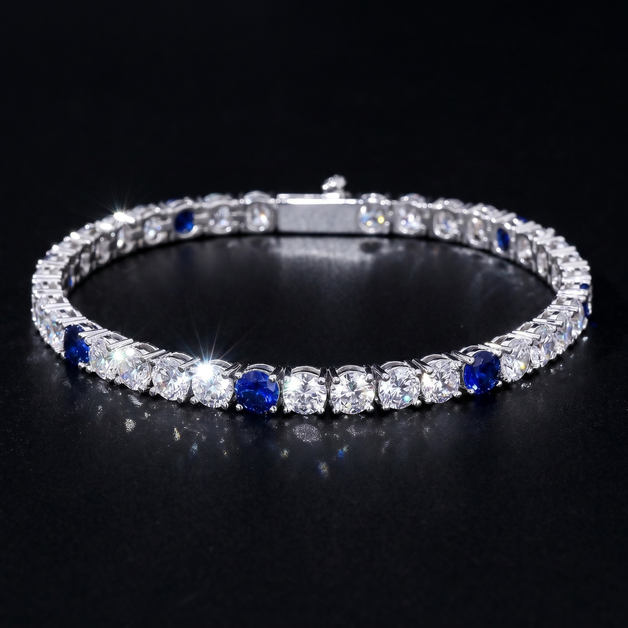 5mm White Gold Plated 5W1S Tennis Bracelet