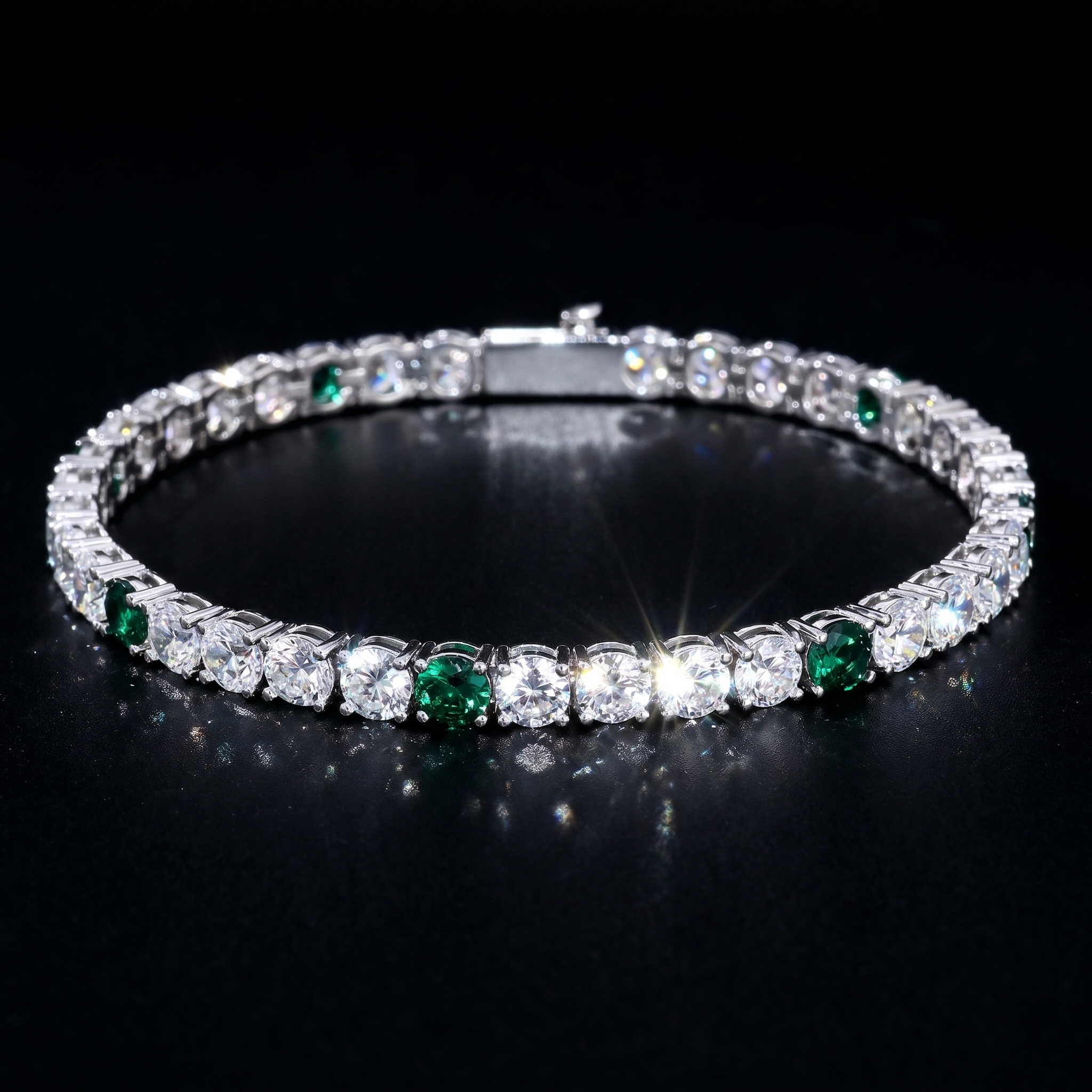 5mm White Gold Plated 5W1G Tennis Bracelet