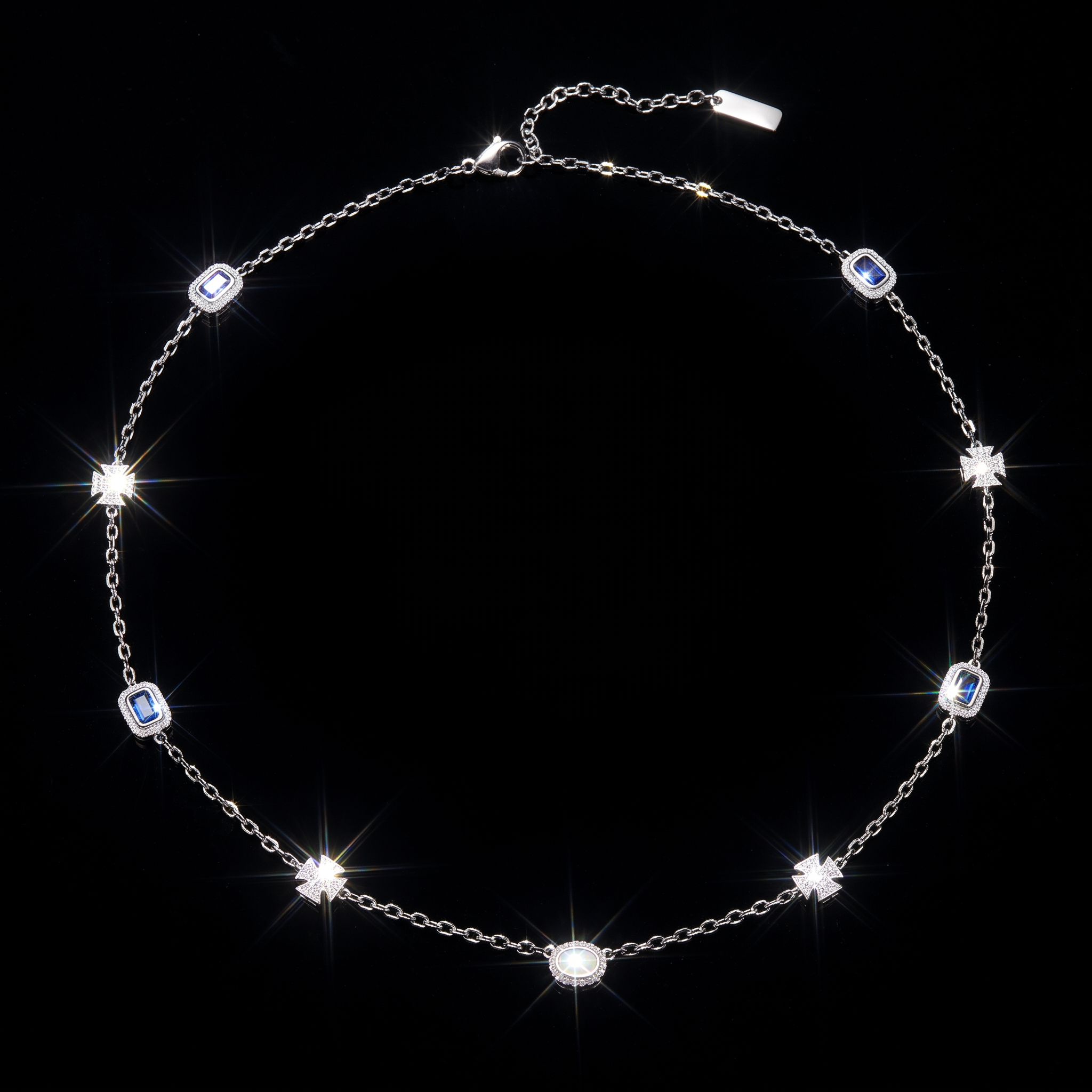 White Gold Plated Thin Emerald Iced Motif Bracelet