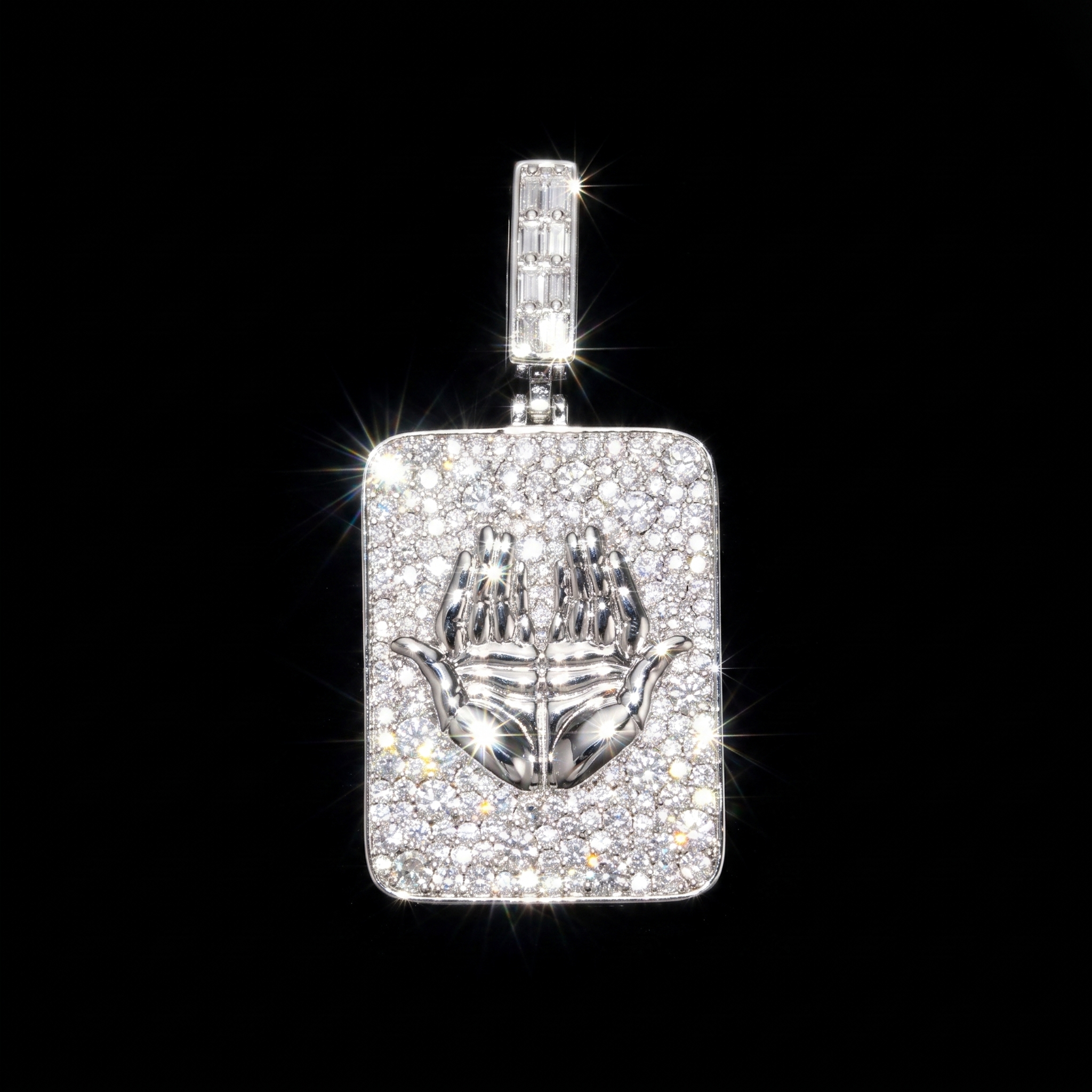 White Gold Plated Mosaic Setting HMDL Pendant