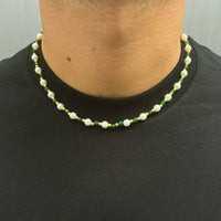 925 Silver Greenstone Pearl - 18''(45cm)