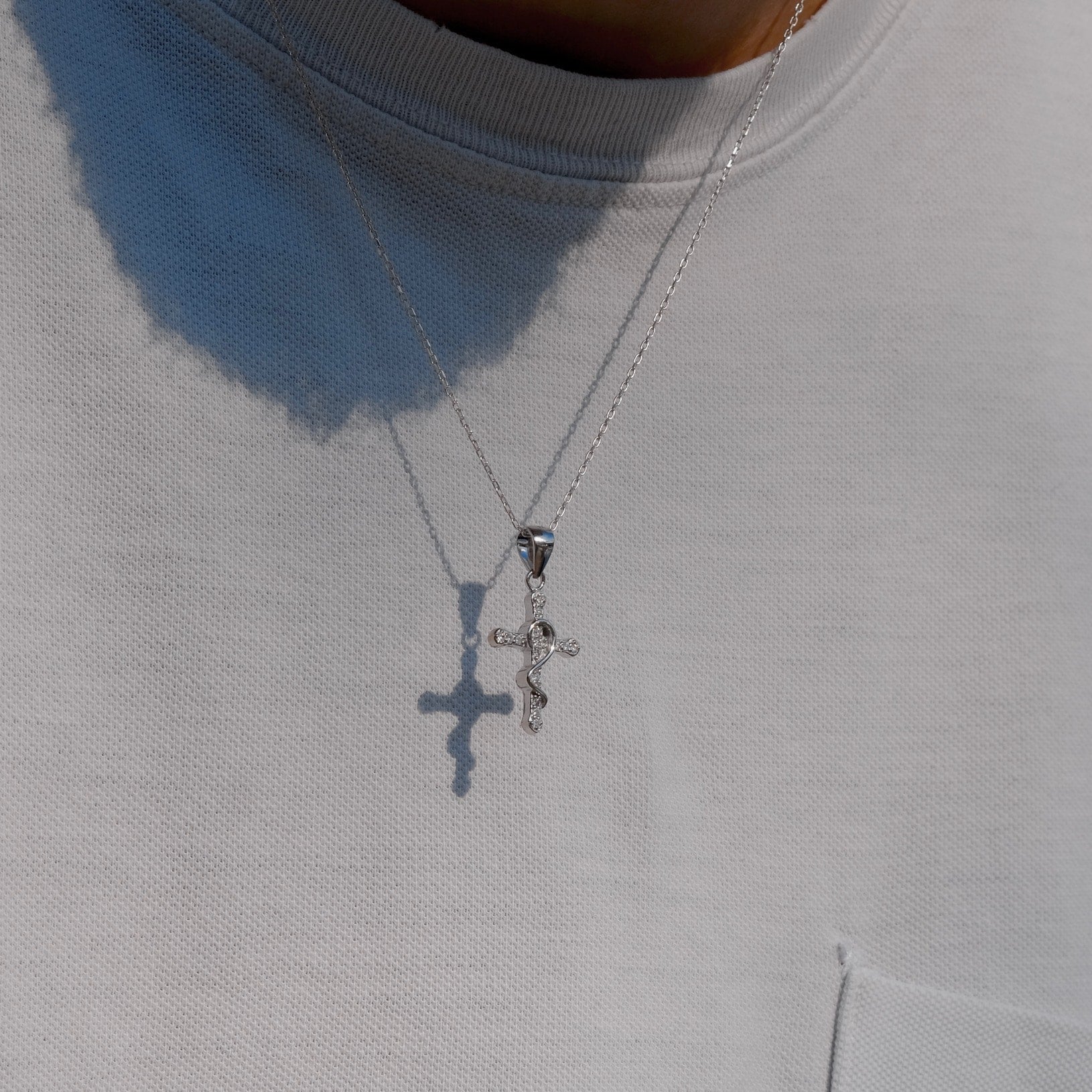 925 Silver Mini Snake Cross - 20'' (50cm)