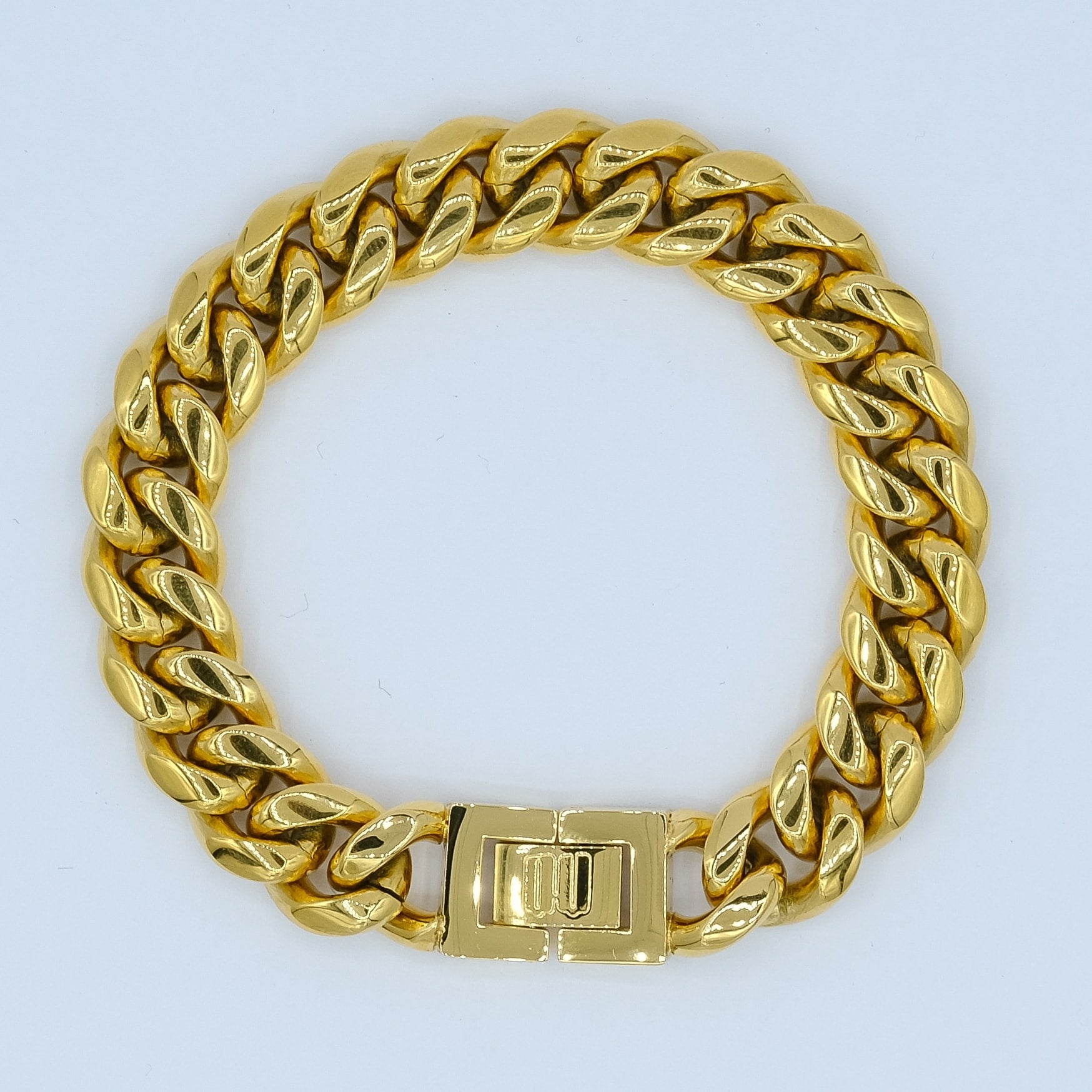 12mm Classic Gold Plated Cuban Bracelet - 8'' (21cm)