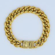 12mm Classic Gold Plated Cuban Bracelet - 8'' (21cm)