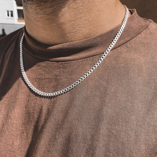 925 Sterling 4mm Miami Cuban Chain - 22''(55cm) Gümüş