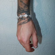White Gold Iced Motif Oval Link Bracelet