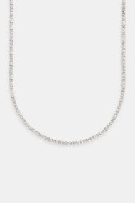 3mm White Gold Plated Tennis Chain - 20'' (50cm) 925 Silver