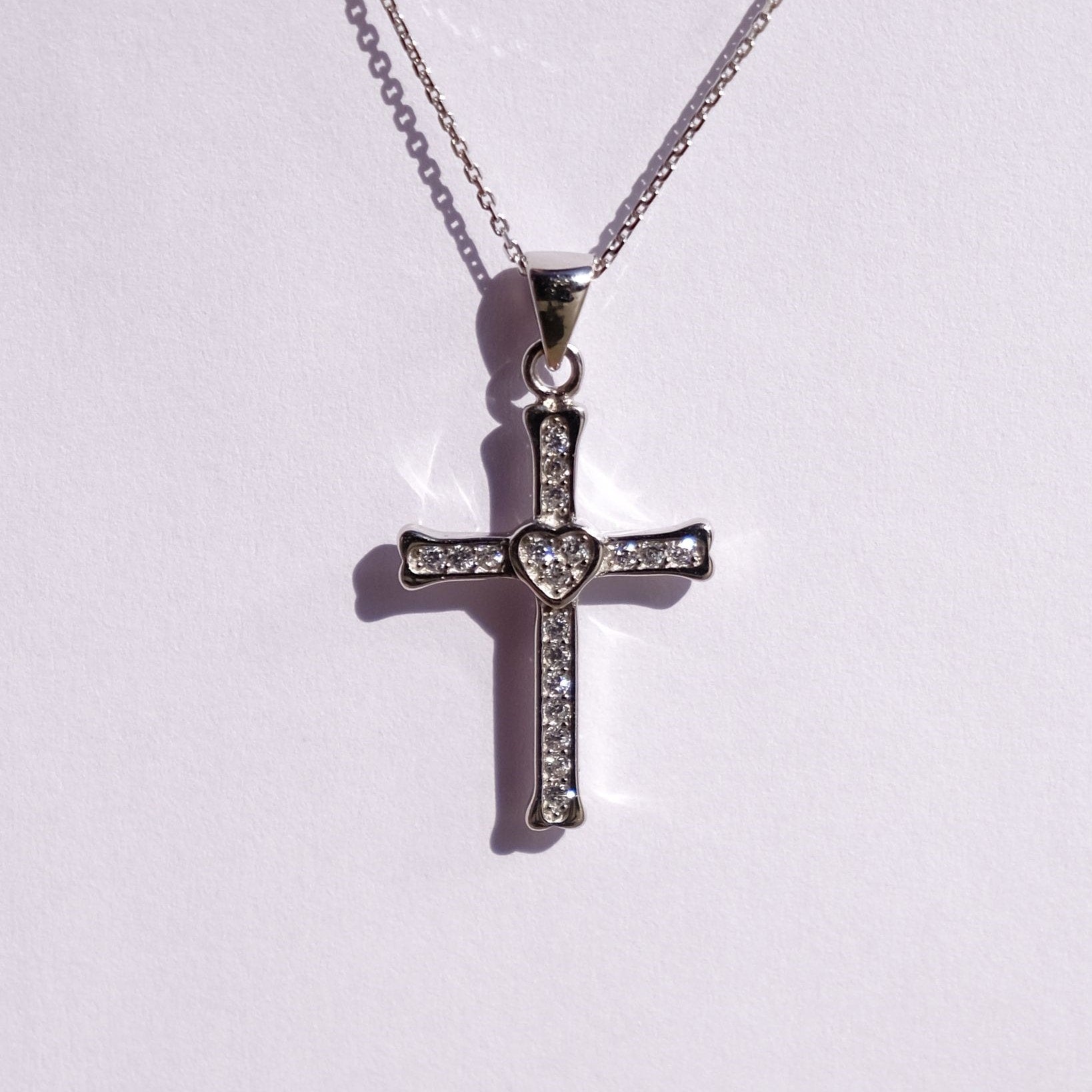 925 Sterling Silver Cross Pendant 3 - 18''(45cm)
