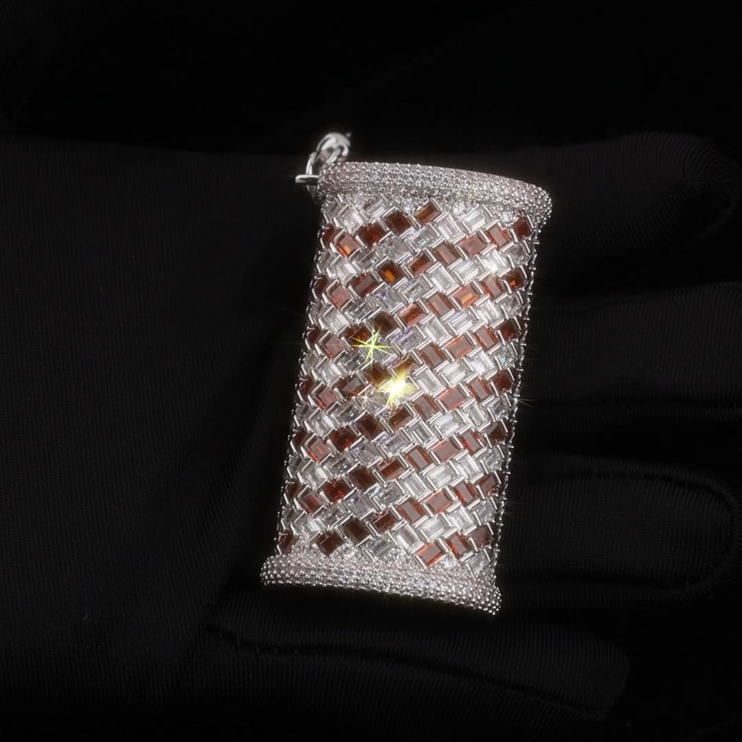 Iced Out Baguette Lighter Case White - Red