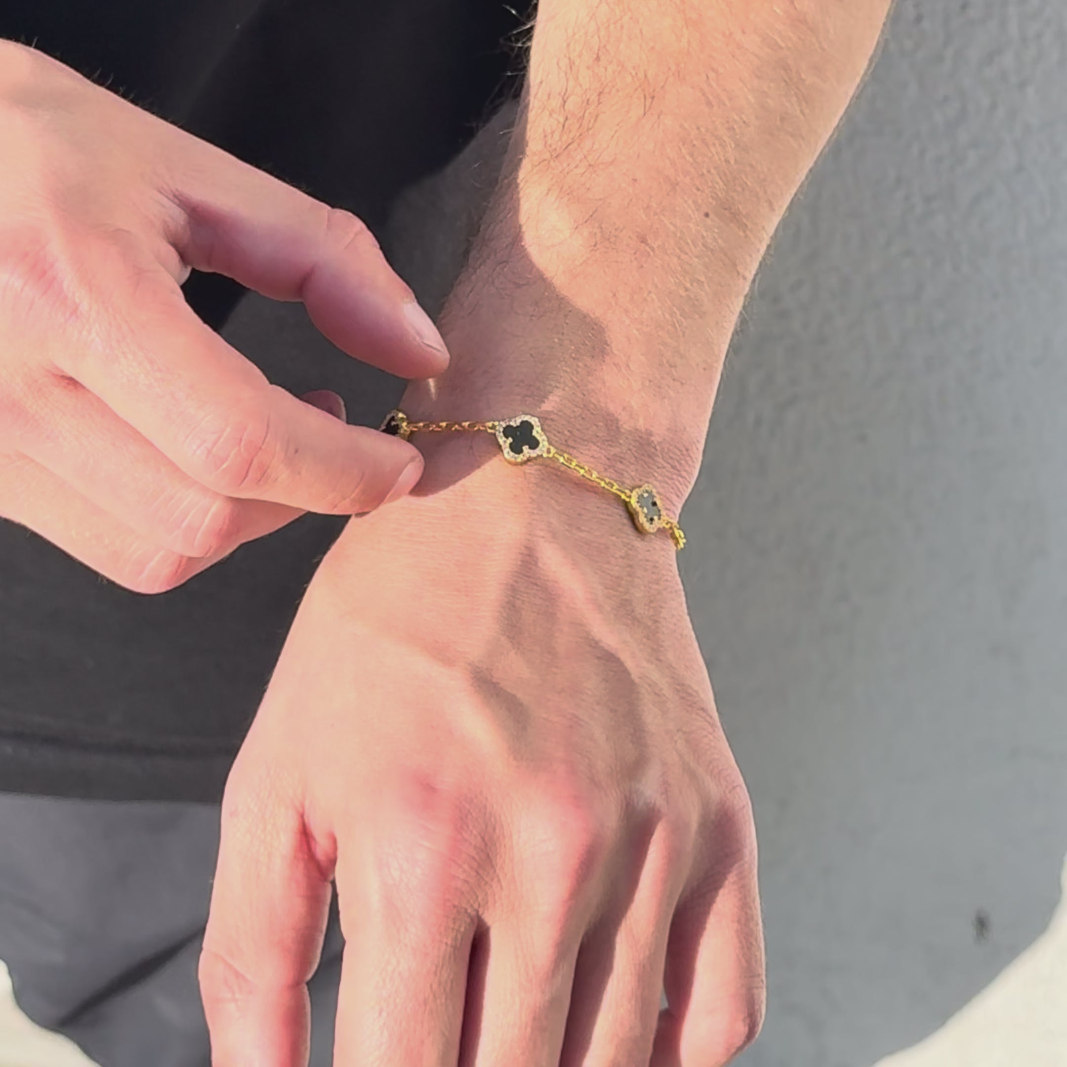 10mm 14K Gold Plated Iced Motif Bracelet