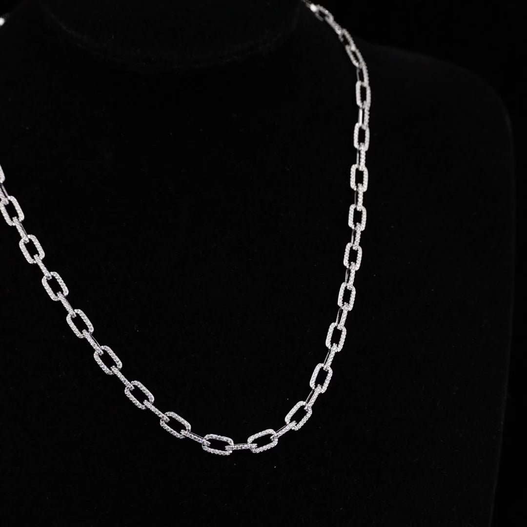 White Gold Plated 6mm Iced Link Chain