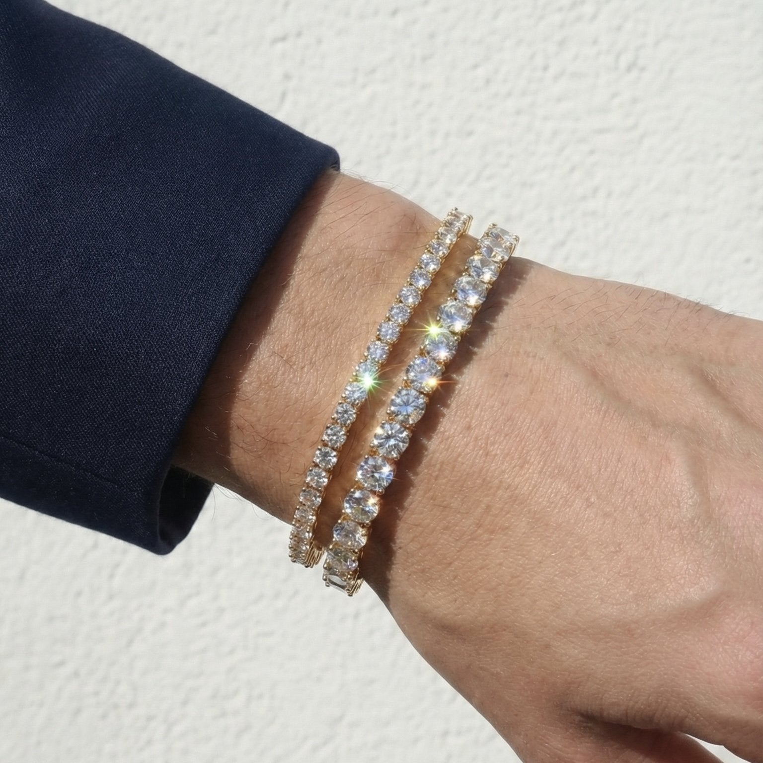 14K Gold Plated 3mm + 5mm Tennis Bracelet