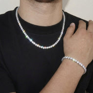 5mm White Gold Plated Tennis Set